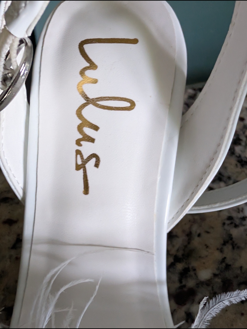 Lulu's White Feather Accent Block Heel Sandals Sz 6 - Picture 7 of 13